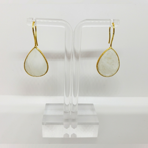 NWOT Gold Plated Gemstone Drop Earrings - Picture 5 of 6